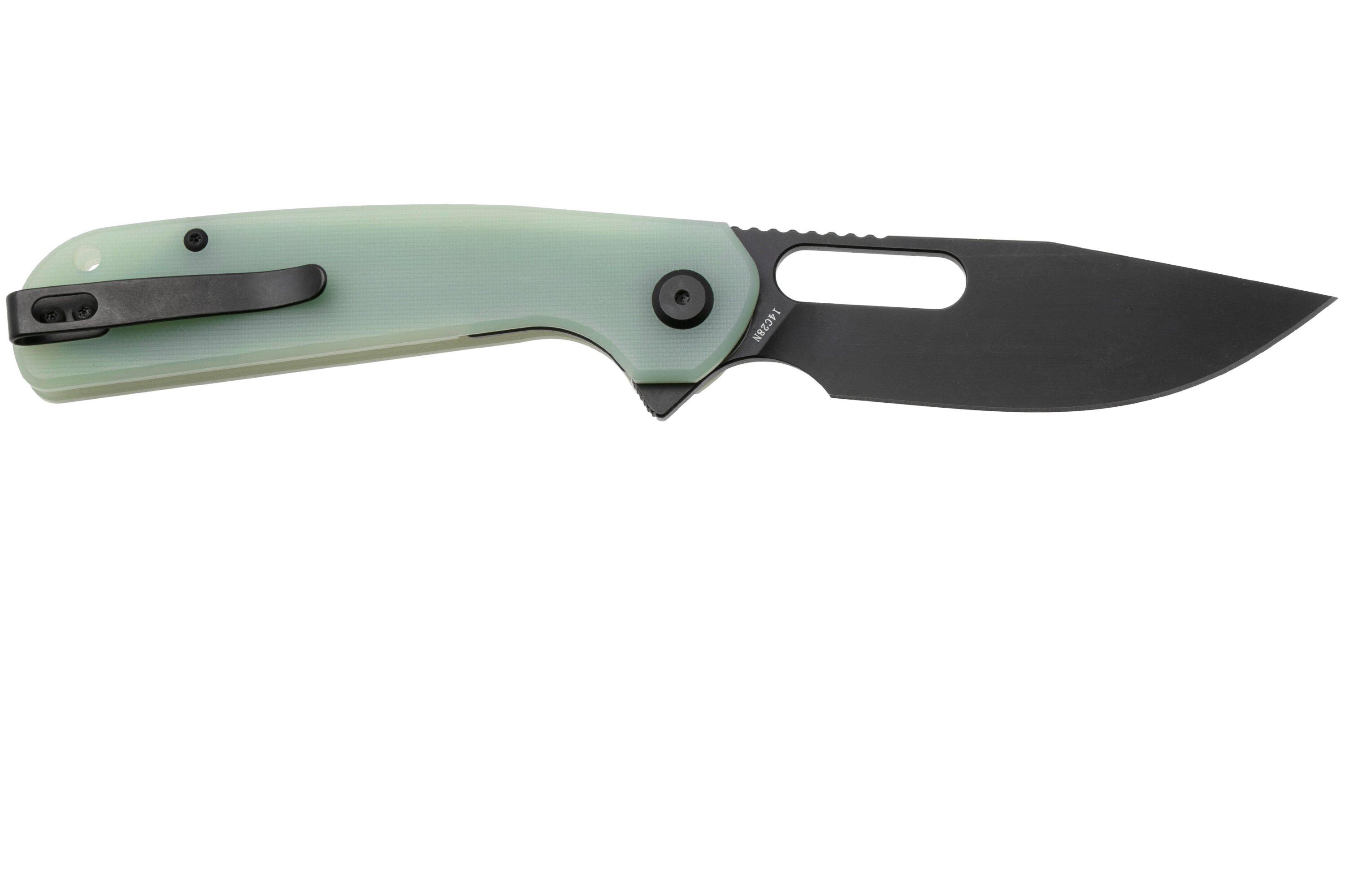 Eutektik Trinity TRI-JBW-R Blackwashed 14C28N, Jade G10, pocket knife ...