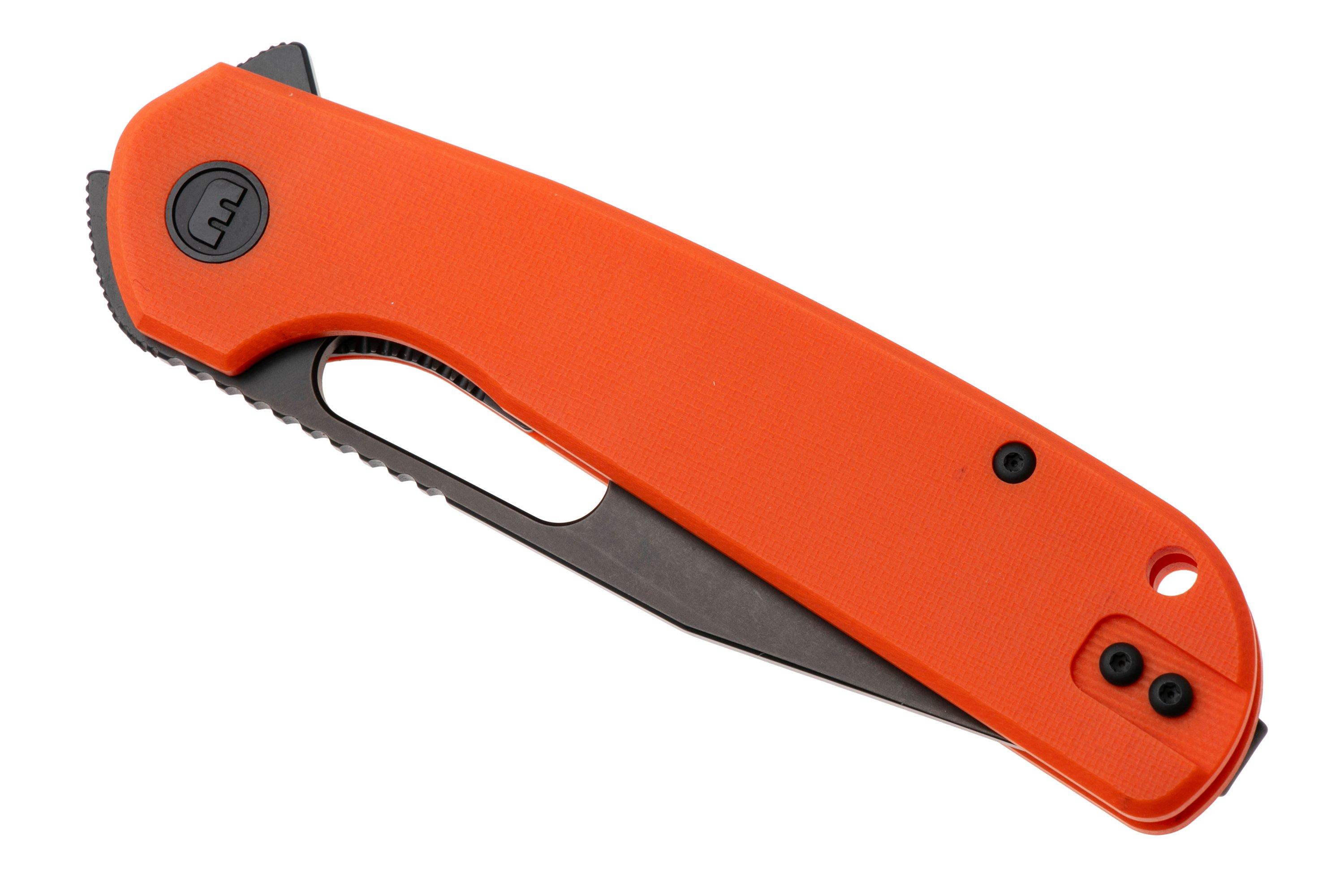 Eutektik Trinity TRI-OBW-R Blackwashed 14C28N, Orange G10, pocket knife ...