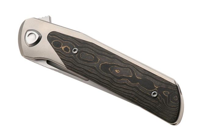 Obraz dla Nóż składany Liong Mah Warrior 3, Satin M390, Gold Camo Carbonfiber Titanium