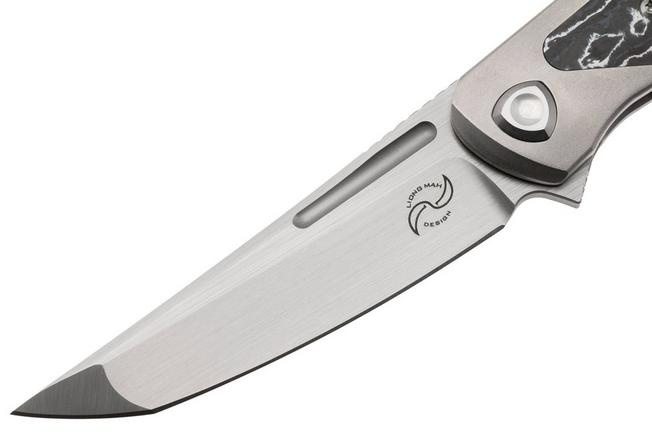 Image pour Liong Mah Warrior 3 Satin Böhler M390, Titanium White Storm FatCarbon Inlay, couteau de poche