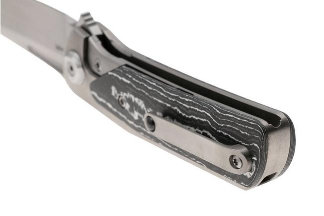 Image pour Liong Mah Warrior 3 Satin Böhler M390, Titanium White Storm FatCarbon Inlay, couteau de poche