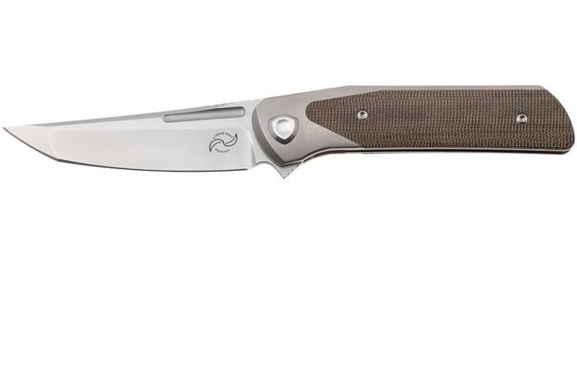 Image pour Liong Mah Warrior 3 Bead Blasted Böhler M390, Titanium Green Micarta Inlay, couteau de poche