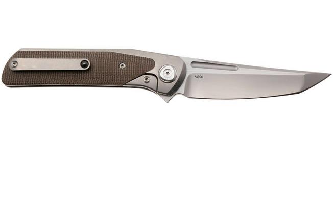 Image pour Liong Mah Warrior 3 Bead Blasted Böhler M390, Titanium Green Micarta Inlay, couteau de poche