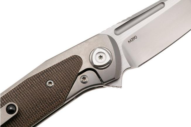 Image pour Liong Mah Warrior 3 Bead Blasted Böhler M390, Titanium Green Micarta Inlay, couteau de poche