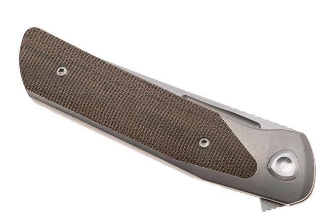 Image pour Liong Mah Warrior 3 Bead Blasted Böhler M390, Titanium Green Micarta Inlay, couteau de poche