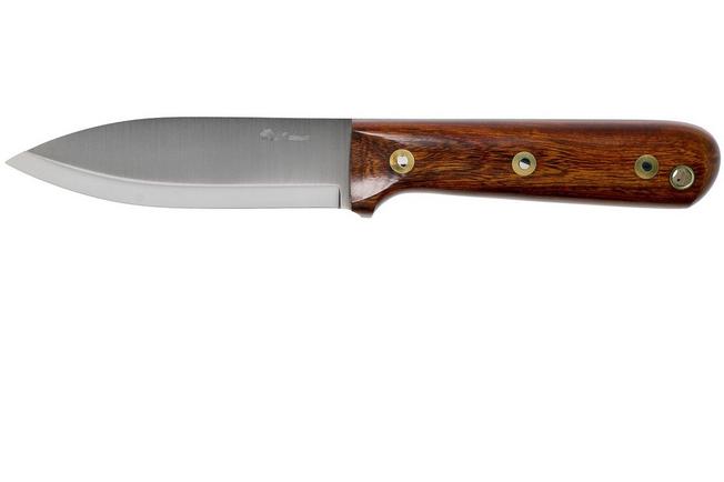 Imagen para LT Wright Genesis Scandi Grind, A2, Desert Ironwood, Leather sheath, cuchillo bushcraft