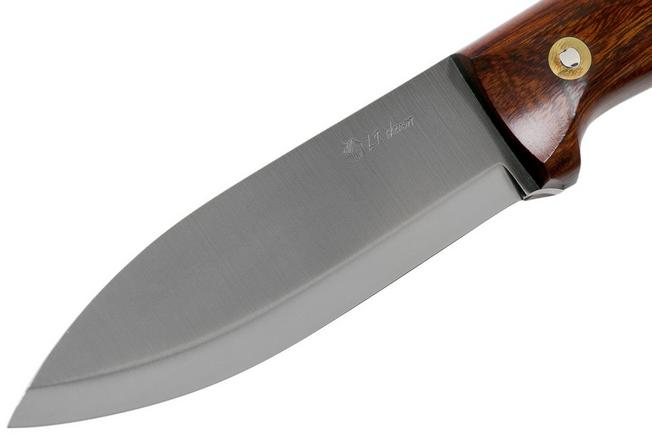 Imagen para LT Wright Genesis Scandi Grind, A2, Desert Ironwood, Leather sheath, cuchillo bushcraft