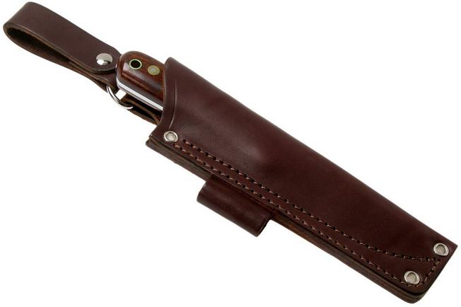 Imagen para LT Wright Genesis Scandi Grind, A2, Desert Ironwood, Leather sheath, cuchillo bushcraft