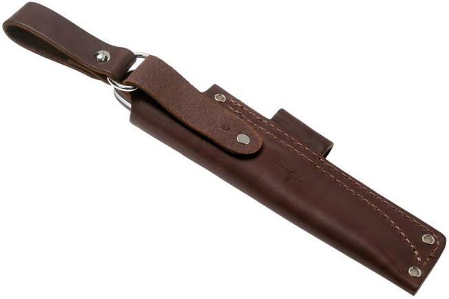 Imagen para LT Wright Genesis Scandi Grind, A2, Desert Ironwood, Leather sheath, cuchillo bushcraft