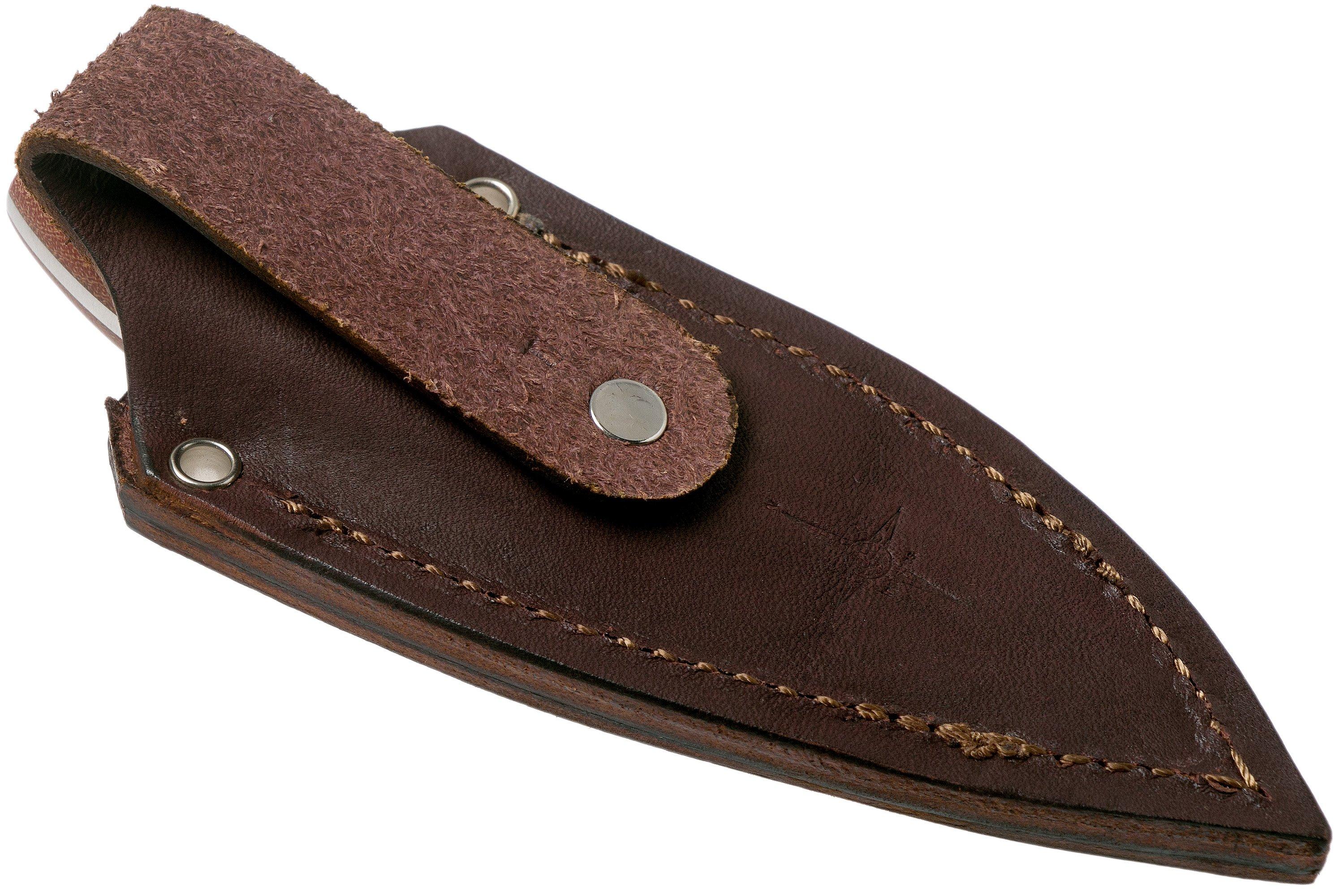 LT Wright JX3, A2, Matte Natural Micarta, Leather sheath, EDC