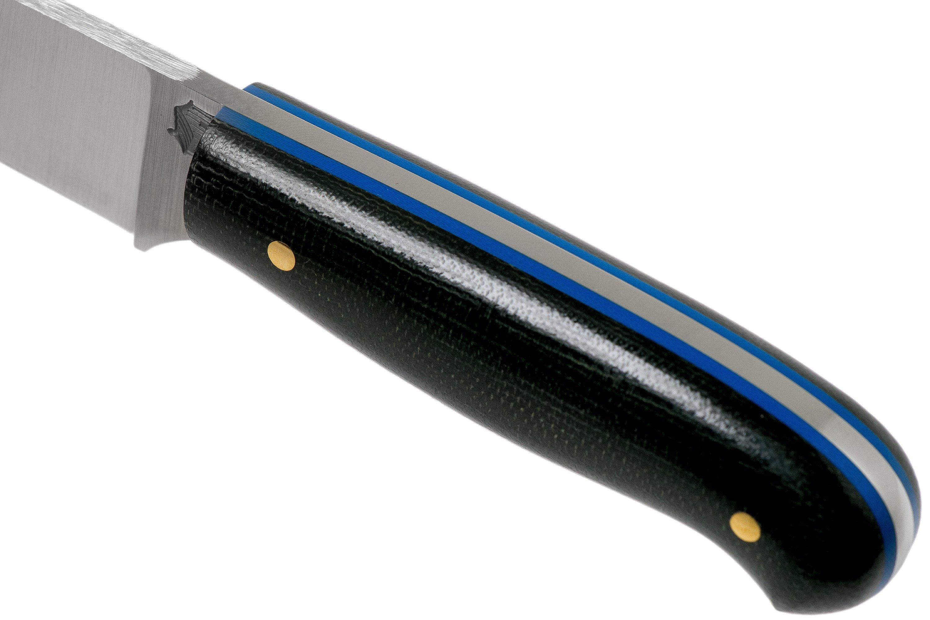 LT Wright Patriot, A2, Polished Black Micarta, Blue Liners, Leather