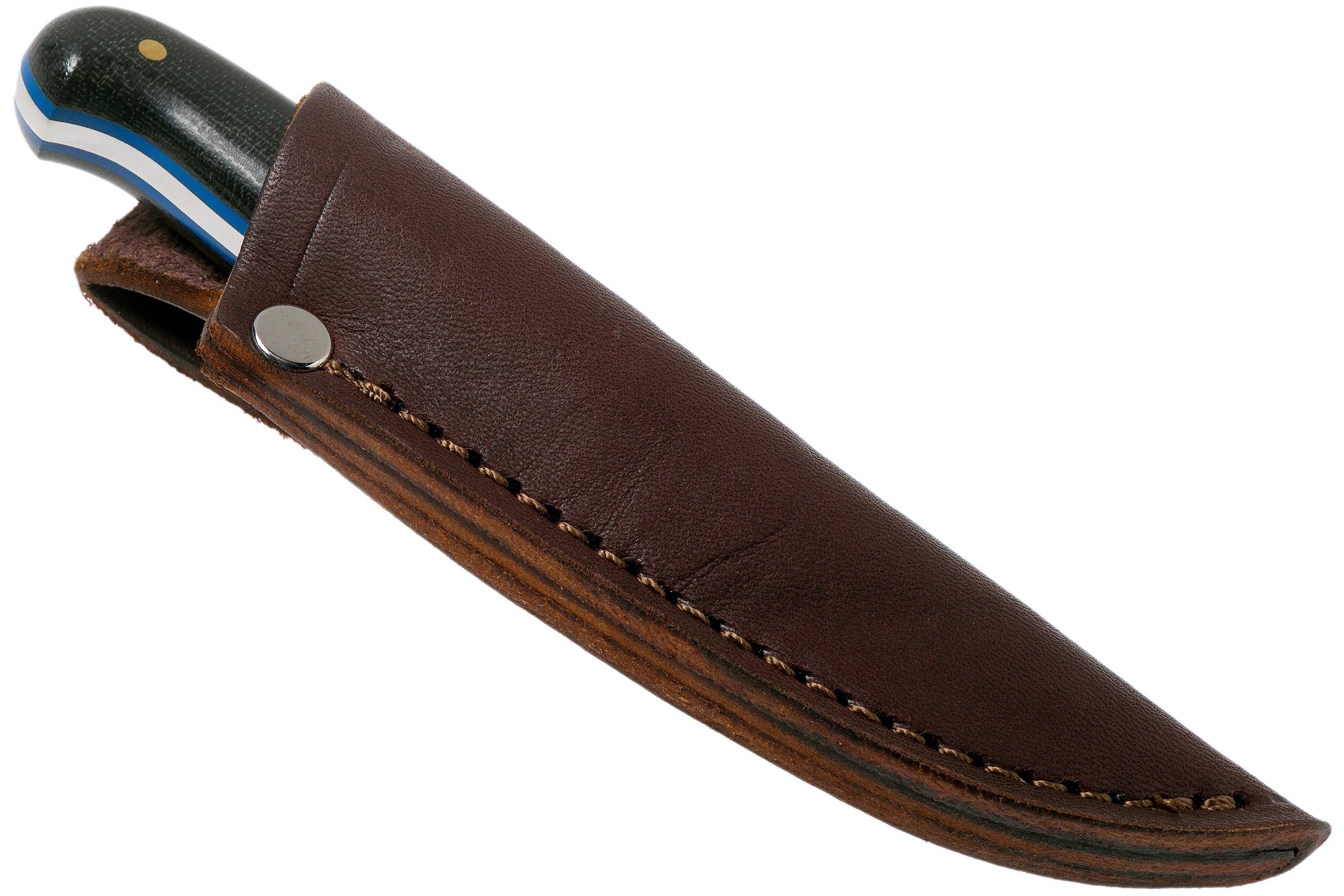LT Wright Patriot, A2, Polished Black Micarta, Blue Liners, Leather