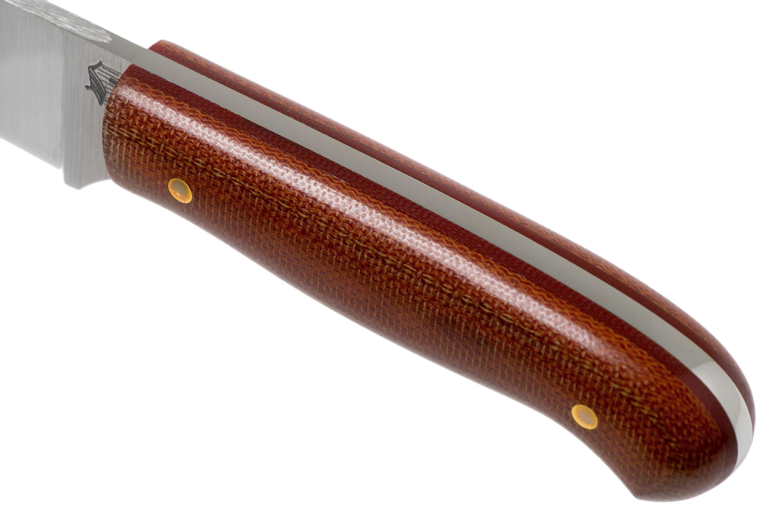 LT Wright Patriot, A2, Polished Natural Micarta, Red Liners, Leather