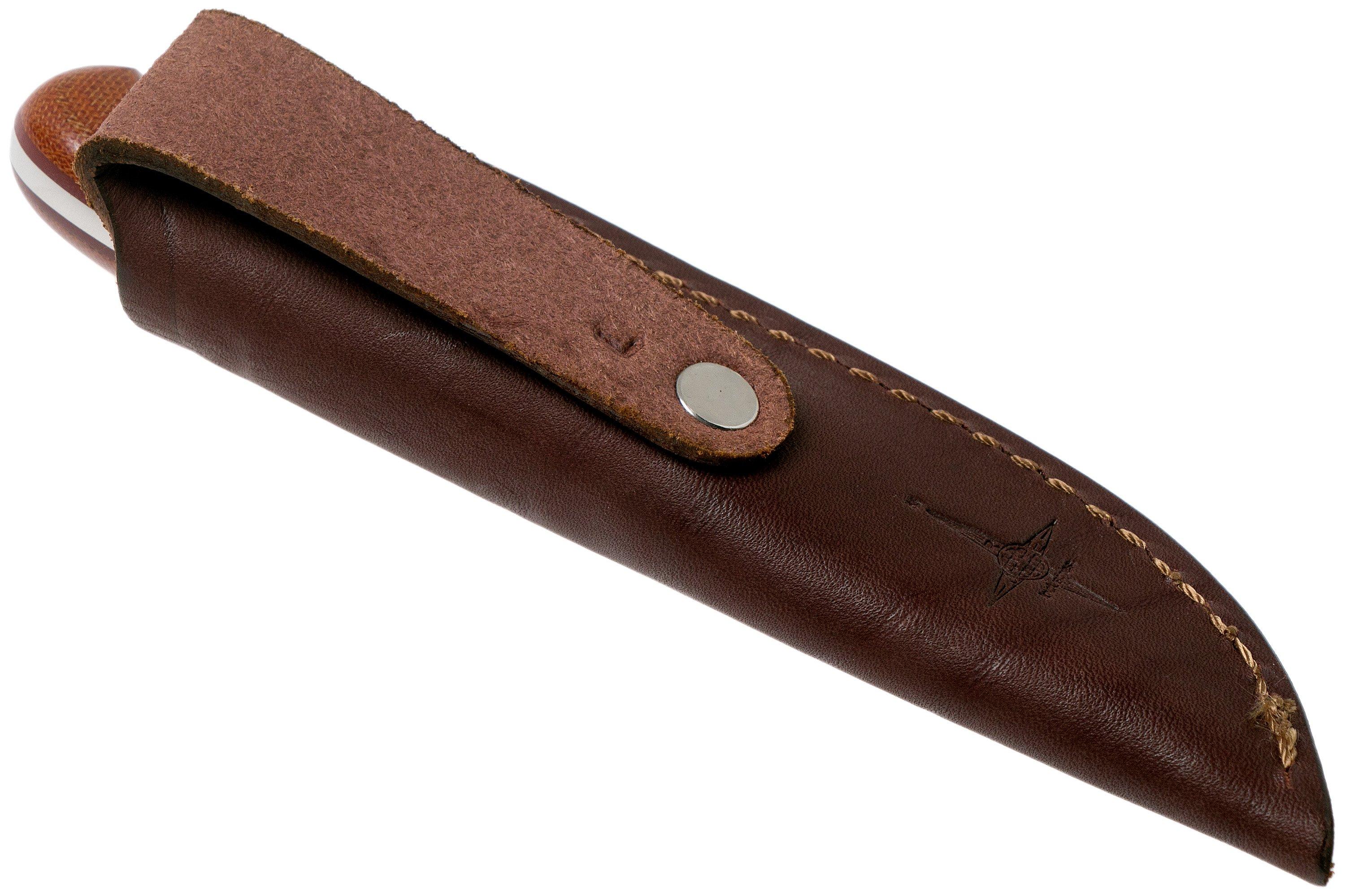 LT Wright Patriot, A2, Polished Natural Micarta, Red Liners, Leather