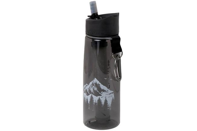Imagen para LifeStraw Go botella de agua de 2 etapas con filtro, gris con estampado de montaña