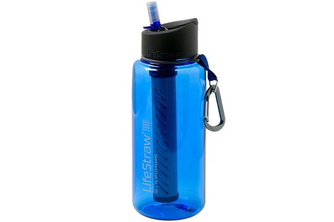 Go 2-stage waterfles met filter 1 liter, blauw | Voordelig kopen bij knivesandtools.nl