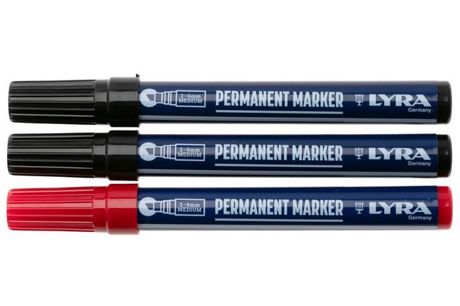 Afbeelding voor LYRA Permanent Marker L4018005 Medium, Black + Red, set van 3 permanente markers