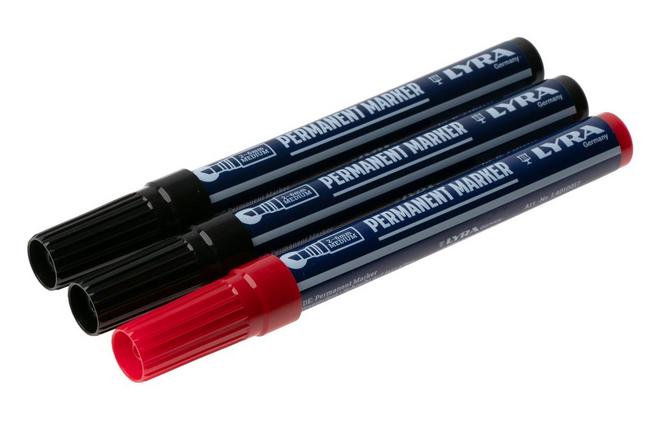 Afbeelding voor LYRA Permanent Marker L4018005 Medium, Black + Red, set van 3 permanente markers
