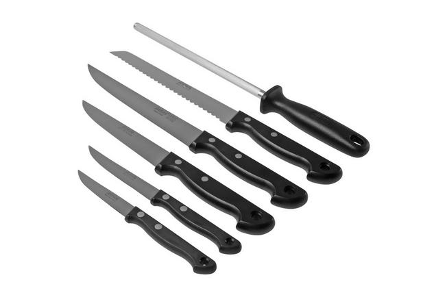 Buy Masterchef 5 pcs knife set with knife block black and silver