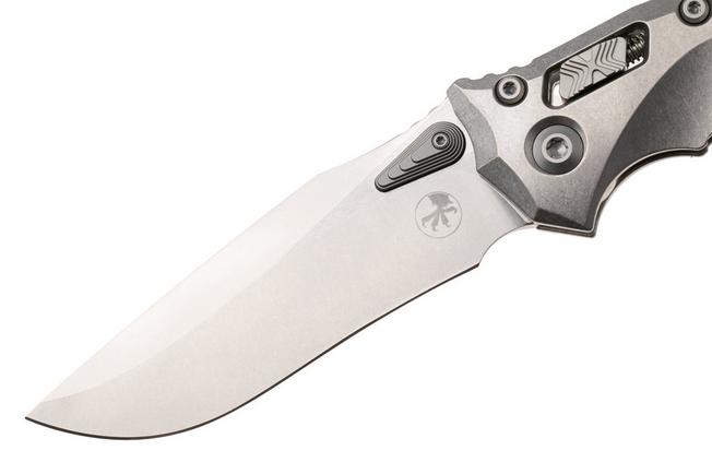 Afbeelding voor Microtech Marfione Select Amphibian 137RL-10FRMS2, Stonewashed M390MK, Frag Titanium, Blue Accents, zakmes