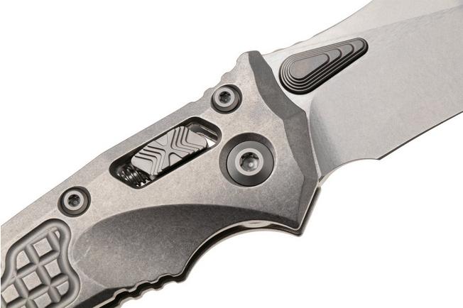 Afbeelding voor Microtech Marfione Select Amphibian 137RL-10FRMS2, Stonewashed M390MK, Frag Titanium, Blue Accents, zakmes