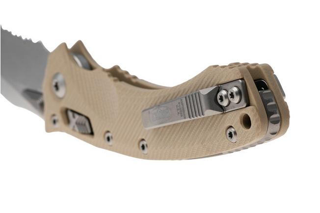 Afbeelding voor Microtech Amphibian 137RL-11FLGTTA, Stonewashed M390MK, Fluted Tan G10, partial serrated zakmes