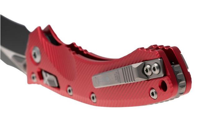 Bild für Microtech Amphibian 137RL-1FLRD, Two Tone Black M390MK, Fluted Red Aluminum Taschenmesser