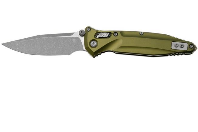 Afbeelding voor Microtech Socom Delta Ram-Lok 159RL-10APOD Apocalyptic Stonewashed M390MK Clippoint, OD-Green Standard Aluminum, zakmes