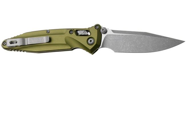 Afbeelding voor Microtech Socom Delta Ram-Lok 159RL-10APOD Apocalyptic Stonewashed M390MK Clippoint, OD-Green Standard Aluminum, zakmes