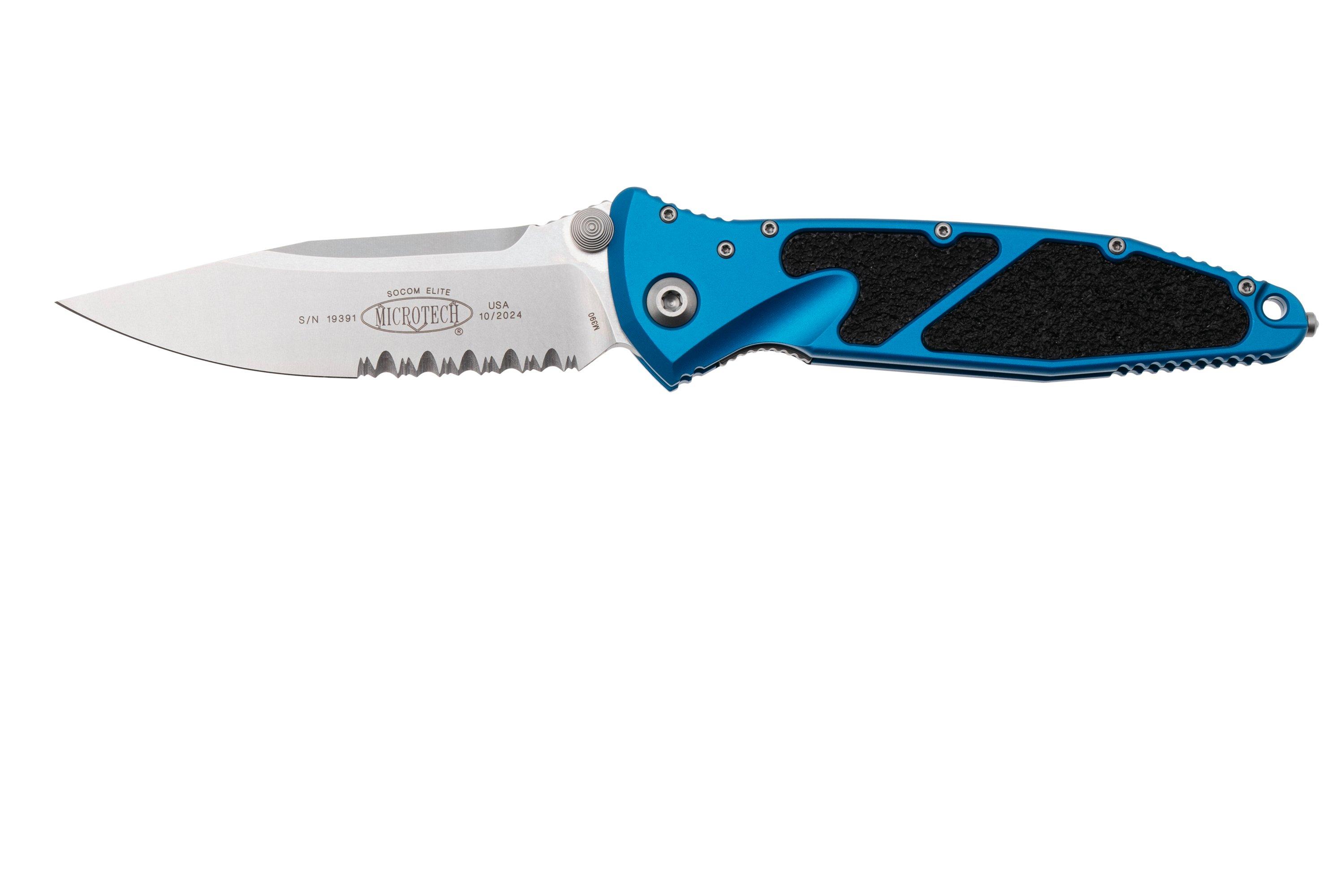 Microtech Socom Elite 160-11BL, Stonewashed M390 Clippoint, Blue ...
