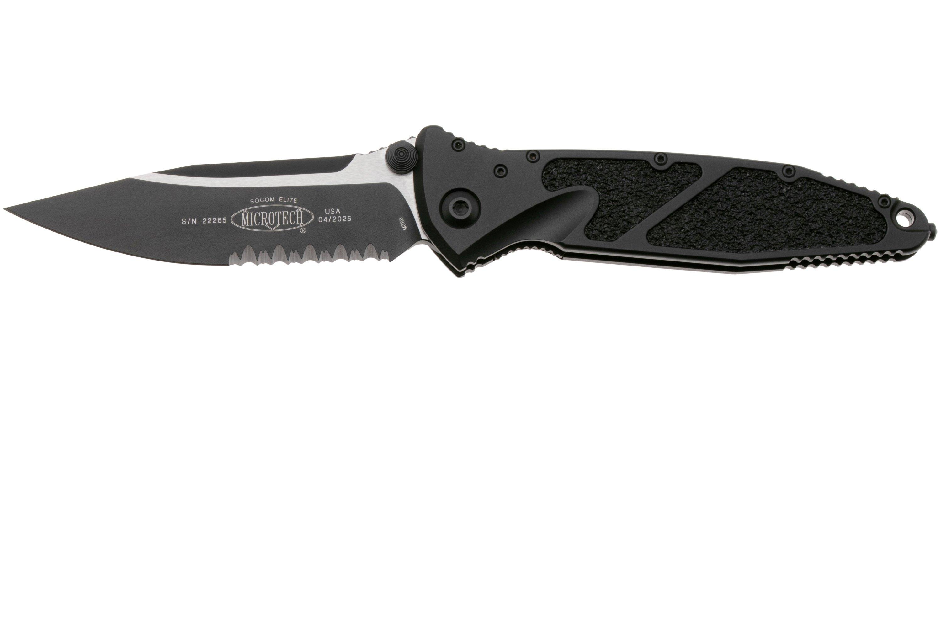 Microtech Socom Elite 160-2T, Two Tone M390 Clippoint, Black