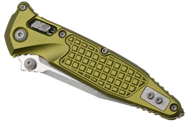 Afbeelding voor Microtech Socom Ram-Lok 160RL-10APFROD Apocalyptic Stonewashed M390MK Clippoint, OD-Green Standard Frag Aluminum, zakmes