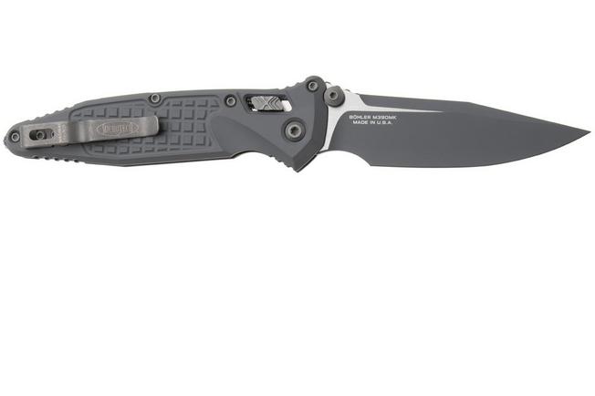 Afbeelding voor Microtech Socom Ram-Lok 160RL-1FRCSM-Z13, Storm Grey Cerakote M390MK, Grey Frag Aluminium, zakmes