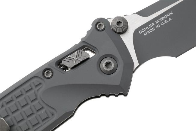 Afbeelding voor Microtech Socom Ram-Lok 160RL-1FRCSM-Z13, Storm Grey Cerakote M390MK, Grey Frag Aluminium, zakmes