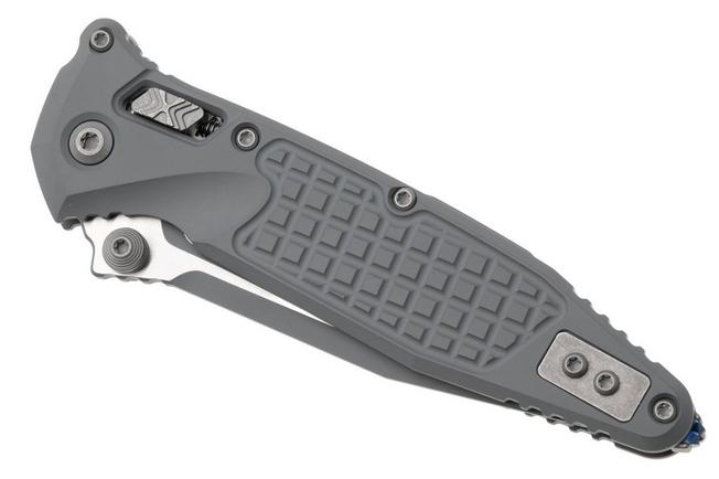 Afbeelding voor Microtech Socom Ram-Lok 160RL-1FRCSM-Z13, Storm Grey Cerakote M390MK, Grey Frag Aluminium, zakmes