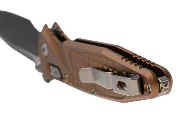 Afbeelding voor Microtech Socom Ram-Lok 160RL-1FRTA, Two Tone Black M390MK, Tan Frag Aluminium, zakmes