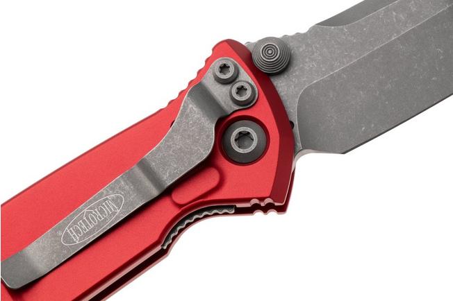 Afbeelding voor Microtech Socom Elite 161-10APRD, Apocalyptic Stonewashed M390MK Tanto, Red Aluminium, zakmes