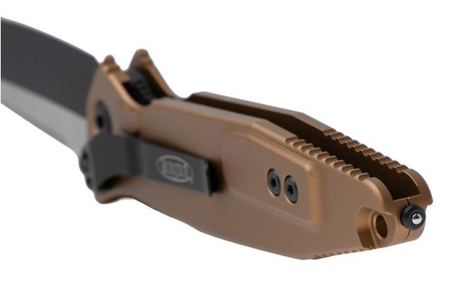 Afbeelding voor Microtech Socom Elite 161-1TA, Two Tone Black M390MK Tanto, Tan Aluminium, zakmes
