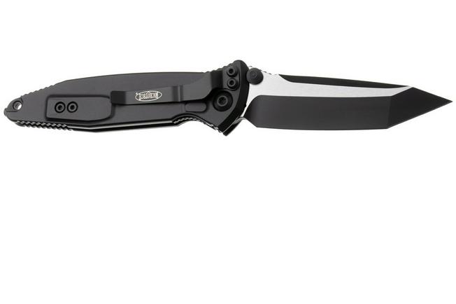 Afbeelding voor Microtech Socom Elite 161-1T, Two Tone Black M390 Tanto, Black Aluminium zakmes
