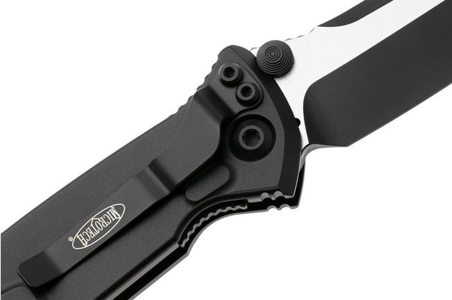 Afbeelding voor Microtech Socom Elite 161-1T, Two Tone Black M390 Tanto, Black Aluminium zakmes