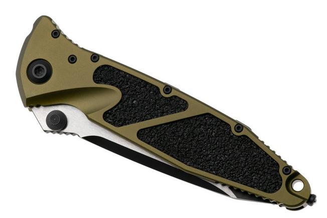 Afbeelding voor Microtech Socom Elite 161-2OD, Two Tone Black M390MK Tanto, OD Green Aluminium, deels gekarteld zakmes