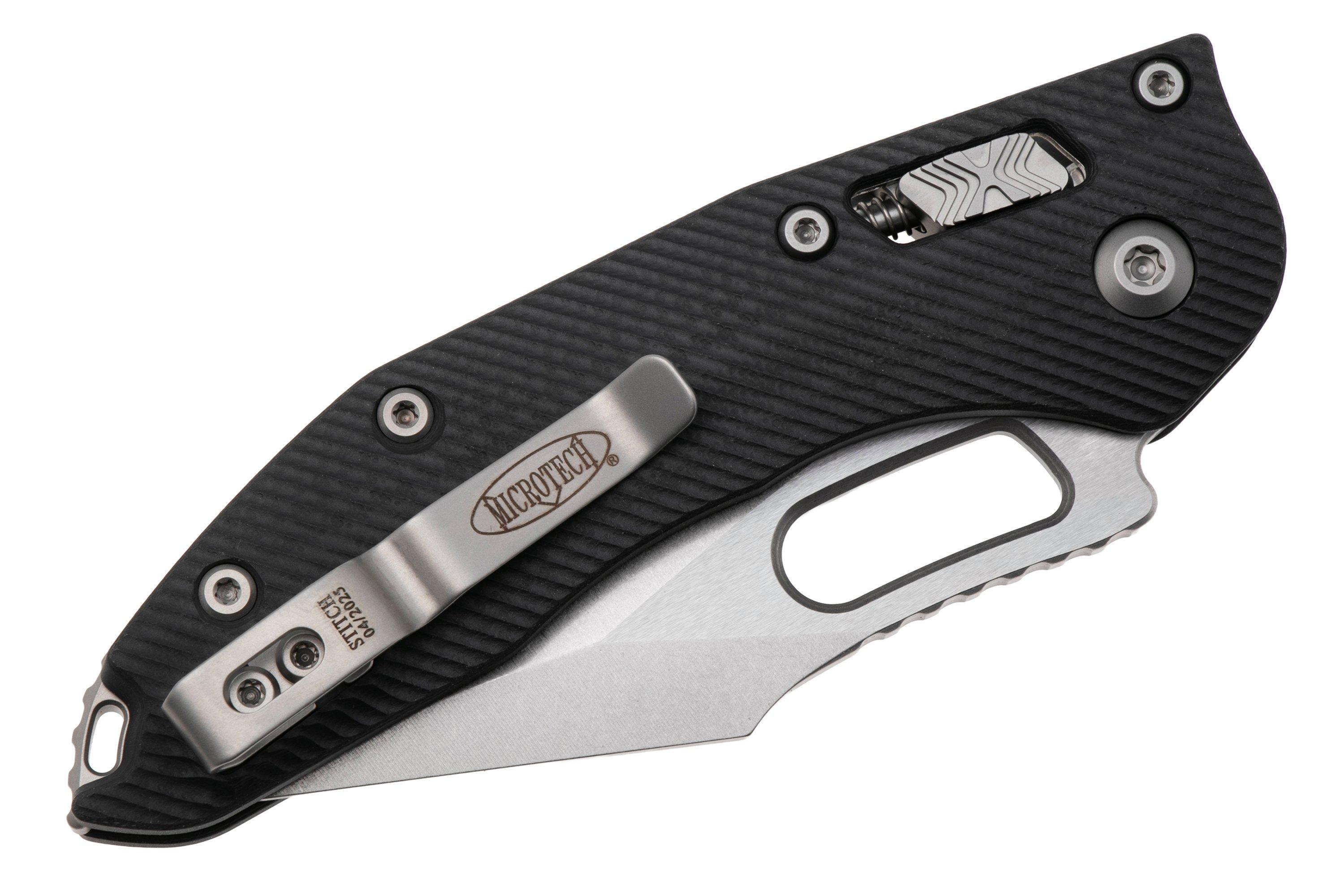 Microtech Stitch 169RL-10FLGTBK, Stonewashed M390MK, Fluted Black G10 ...