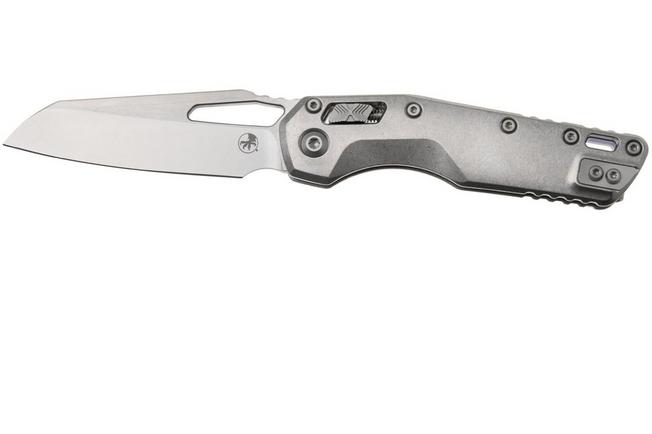 Afbeelding voor Microtech Marfione Select MSI Standard Issue 210-10MS2, Stonewashed M390MK, Slab Titanium, Blue Accents, zakmes
