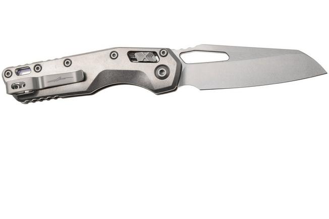 Afbeelding voor Microtech Marfione Select MSI Standard Issue 210-10MS2, Stonewashed M390MK, Slab Titanium, Blue Accents, zakmes