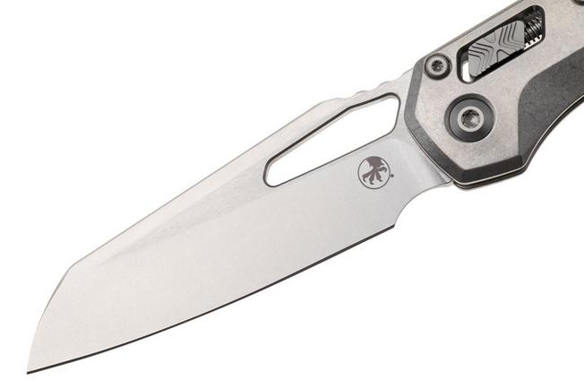 Afbeelding voor Microtech Marfione Select MSI Standard Issue 210-10MS2, Stonewashed M390MK, Slab Titanium, Blue Accents, zakmes