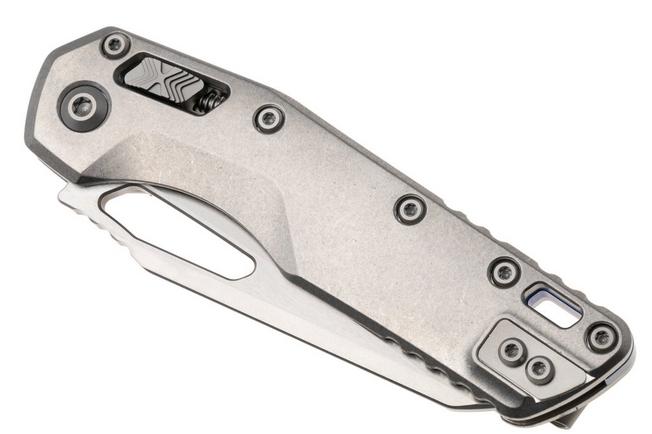 Afbeelding voor Microtech Marfione Select MSI Standard Issue 210-10MS2, Stonewashed M390MK, Slab Titanium, Blue Accents, zakmes