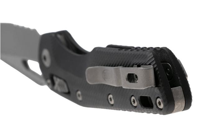 Afbeelding voor Microtech MSI Standard Issue 210-11APFLGTBK, Apocalyptic Stonewashed M390MK, Black Fluted G10, partly serrated zakmes
