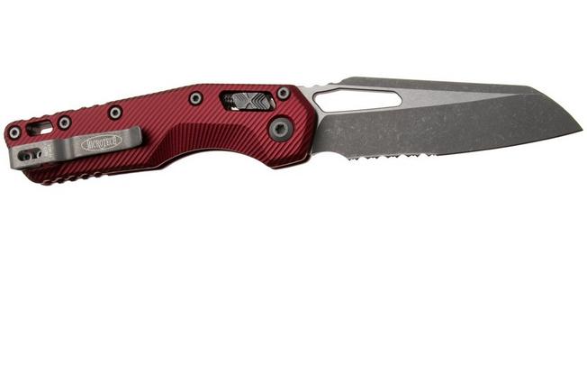 Afbeelding voor Microtech MSI Standard Issue 210-11APFLMR, Apocalyptic Stonewashed M390MK, Merlot Fluted Aluminium, partly serrated zakmes