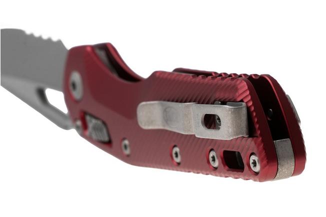 Afbeelding voor Microtech MSI Standard Issue 210-11APFLMR, Apocalyptic Stonewashed M390MK, Merlot Fluted Aluminium, partly serrated zakmes