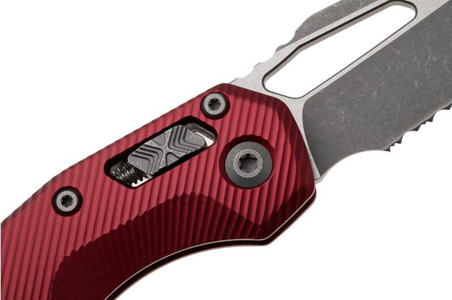 Afbeelding voor Microtech MSI Standard Issue 210-11APFLMR, Apocalyptic Stonewashed M390MK, Merlot Fluted Aluminium, partly serrated zakmes
